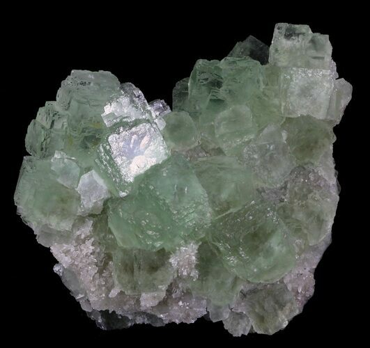 Sea Green Fluorite on Quartz - China #32494